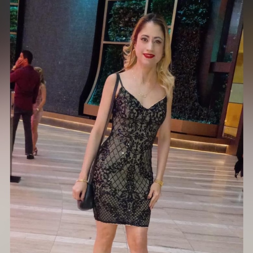 Privy Black and Gold Mini Dress